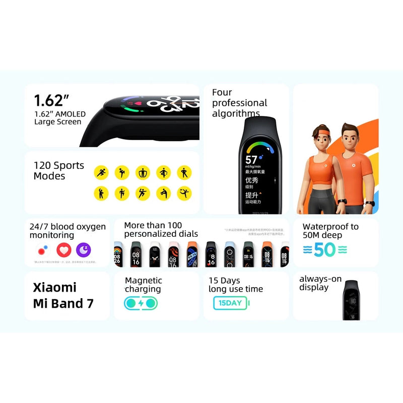 Kit Xiaomi Mi Band 7 ORIGINAL + Pulseira + Película Português