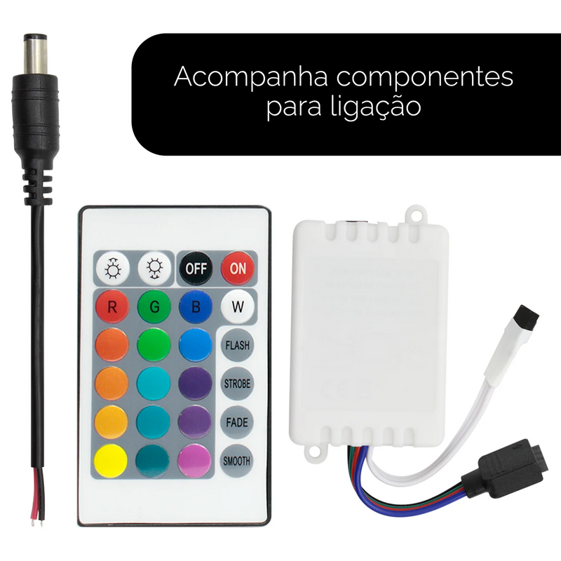 Fita Led 2835 5m Ip65 RGB Silicone + Controlador e Fonte