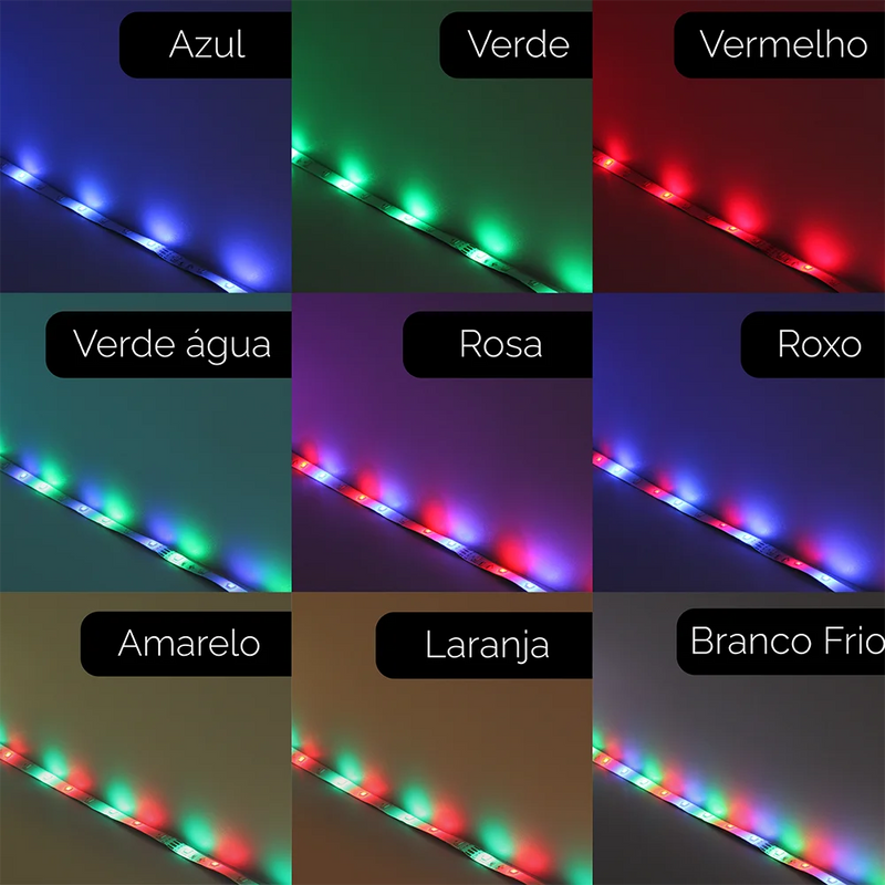 Fita Led 2835 5m Ip65 RGB Silicone + Controlador e Fonte