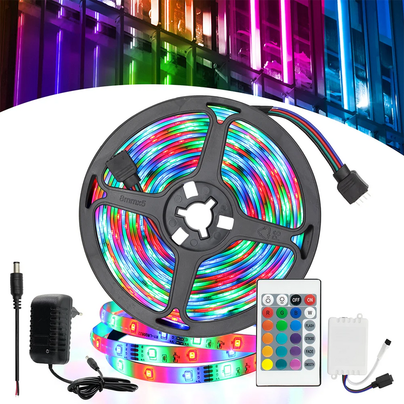 Fita Led 2835 5m Ip65 RGB Silicone + Controlador e Fonte