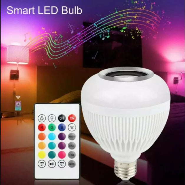 Lampada Bluetooth Led Caixa De Som Com Controle Remoto 12W Rgb Luz Colo