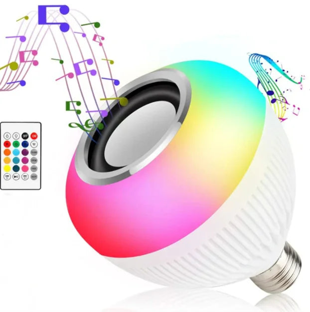 Lampada Bluetooth Led Caixa De Som Com Controle Remoto 12W Rgb Luz Colo