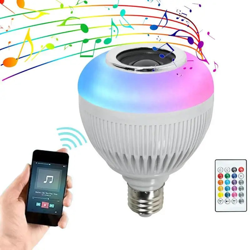 Lampada Bluetooth Led Caixa De Som Com Controle Remoto 12W Rgb Luz Colo