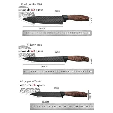 Conjunto De Facas Inox 6 Peças Antiaderente Com Cabo Reforçado