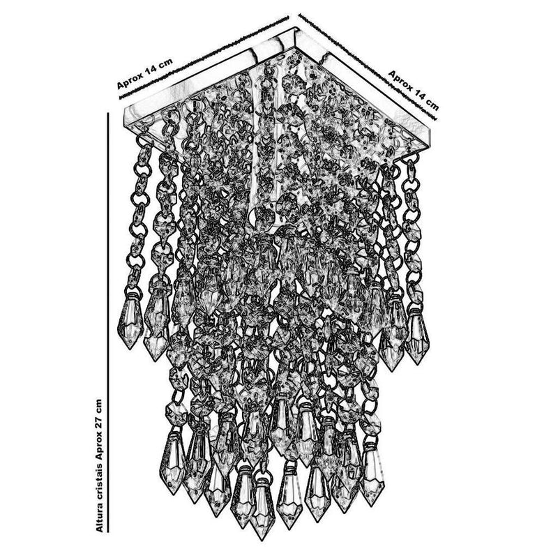 Lustre Paflon de cristal Acrilico 14 x 14 x 27 cm