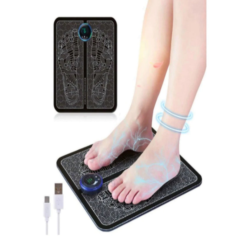 Kit Tapete + Mini Massageador Elétrico Dor Pés E Musculares Tapete Massageador de Pés Elétrico Portátil Recarregável EMS